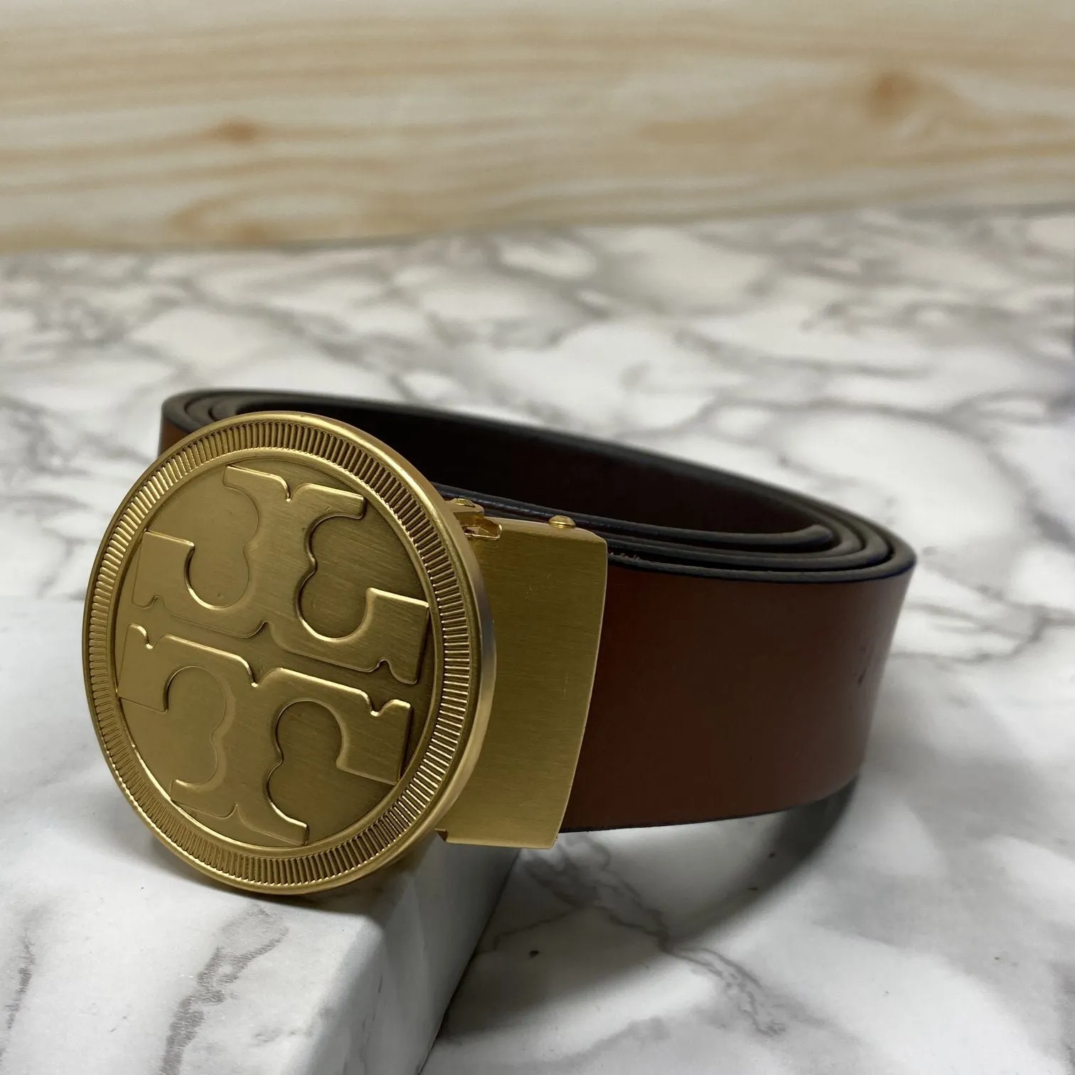 Vintage Round Buckle Belt With Leather Strap-JonasParamount