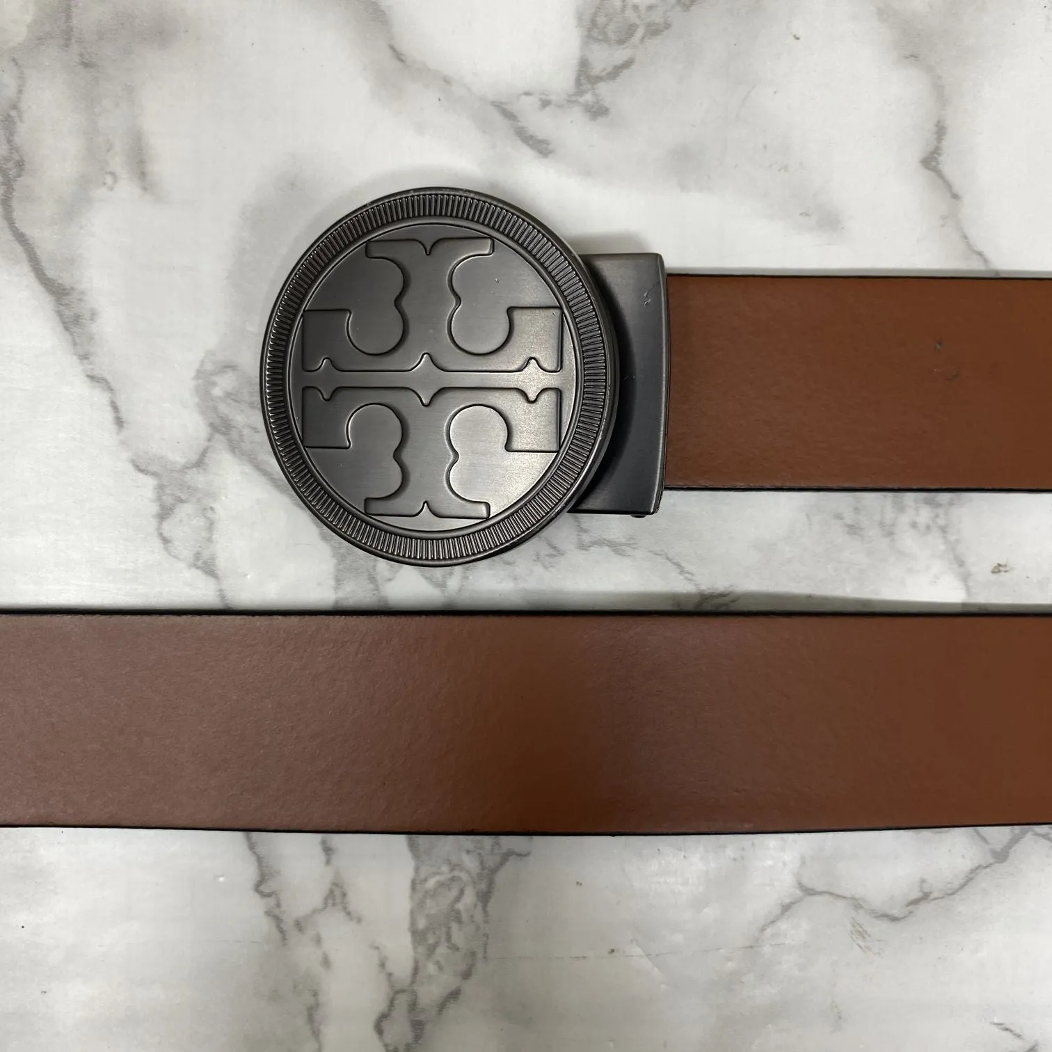 Vintage Round Buckle Belt With Leather Strap-JonasParamount