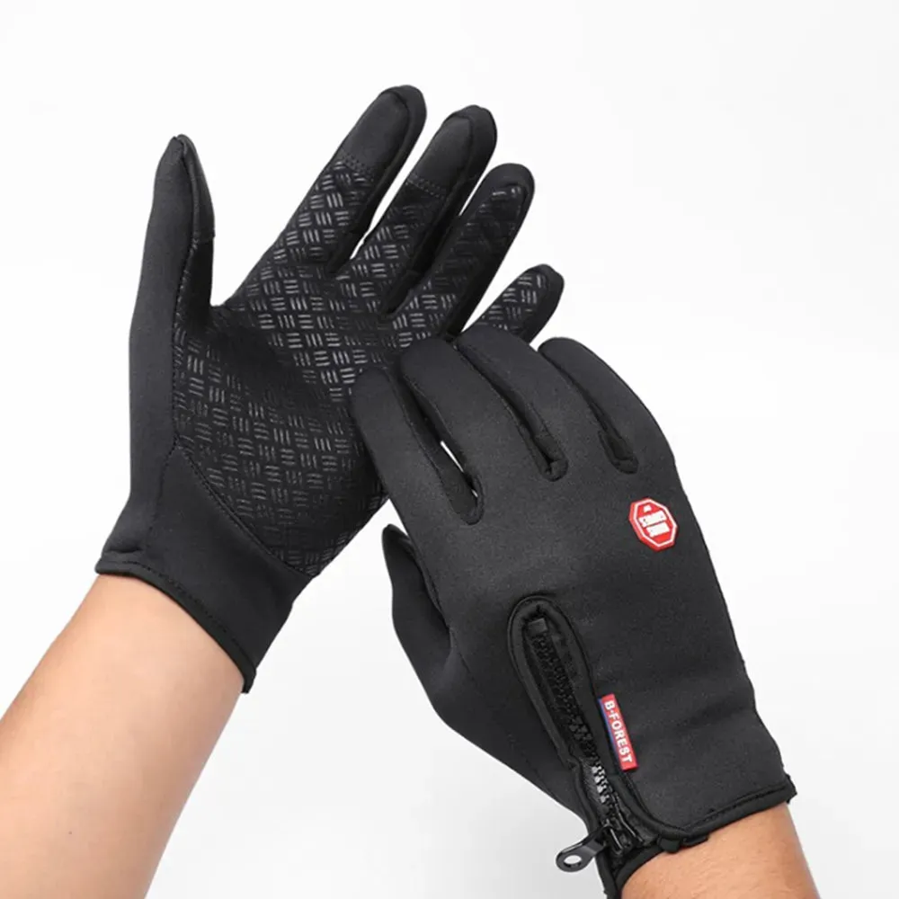 Warm Gloves For Men Waterproof Windproof Cold Gloves Snowboard Motorcycle Riding Driving Warm Touchscreen Zipper Glove