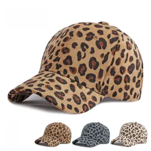 Women Leopard Pattern Corduroy Baseball Cap Men Retro Snapback Hat