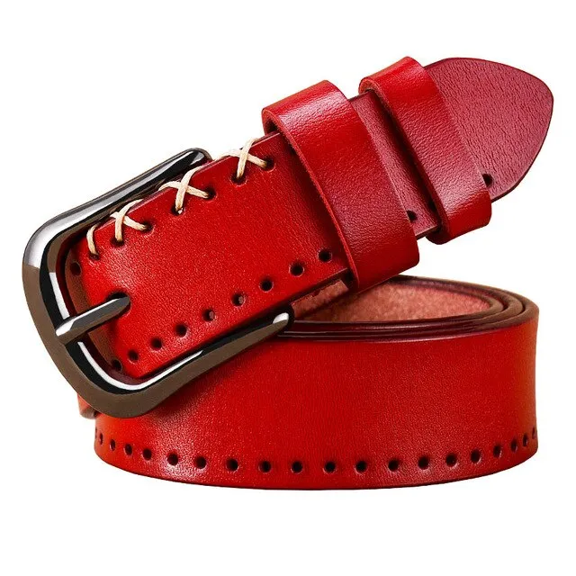 Women's Genuine Leather Designer Stitched Belt