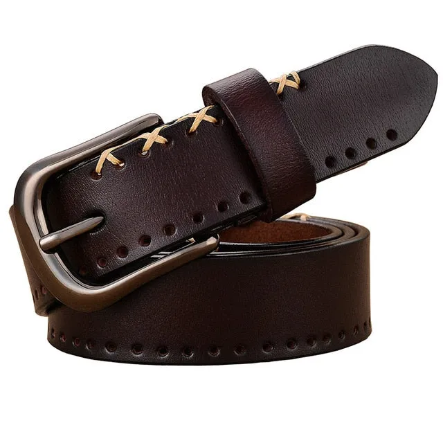 Women's Genuine Leather Designer Stitched Belt