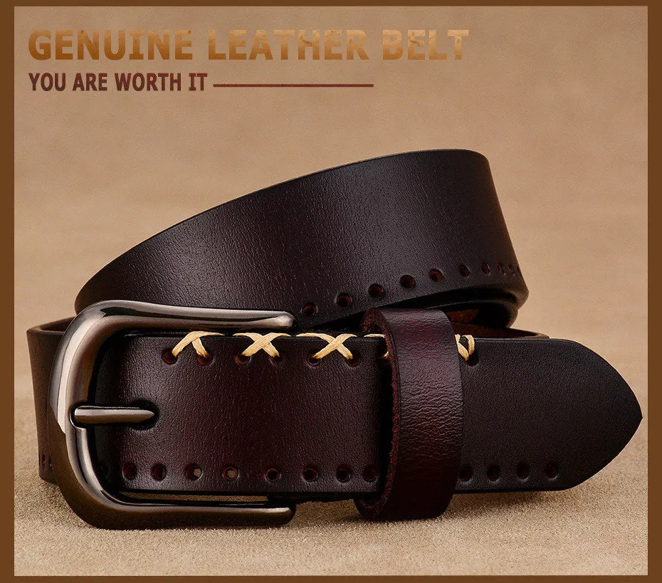 Women's Genuine Leather Designer Stitched Belt