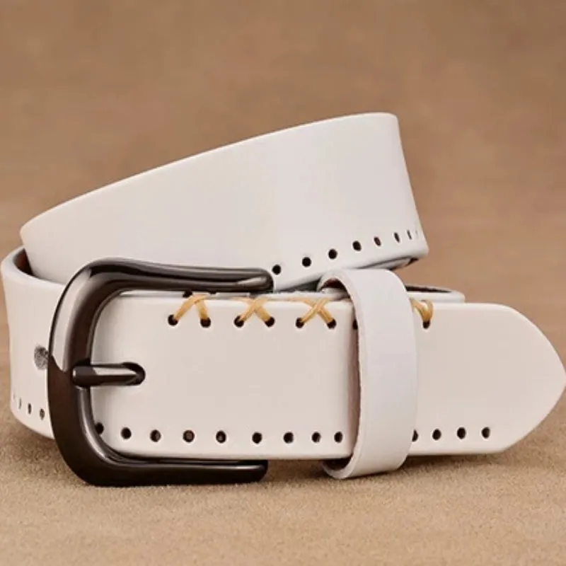 Women's Genuine Leather Designer Stitched Belt