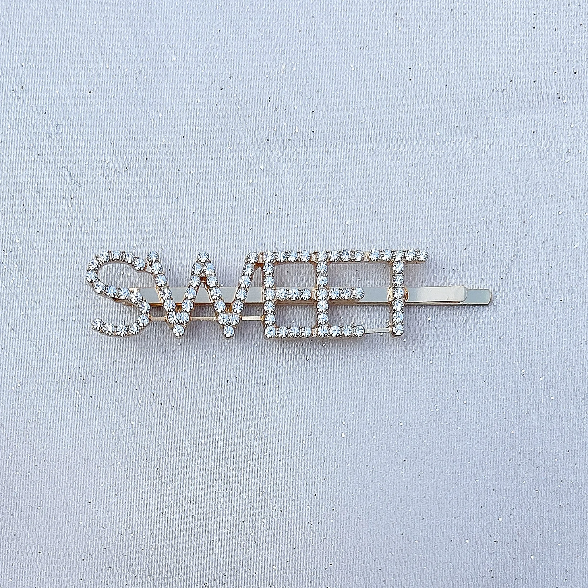 Word Hair Clip Word Hair Slide Diamante Hair Grip Gold