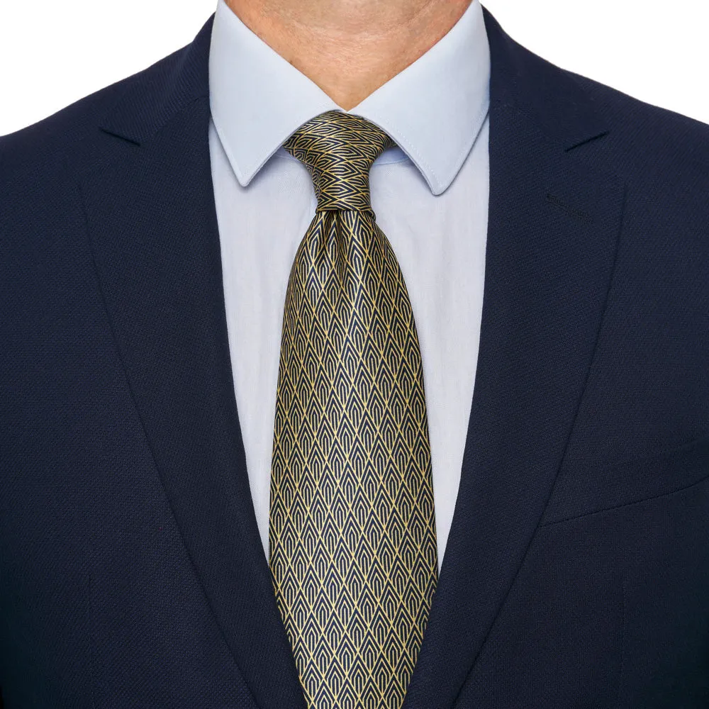 Yellow and Blue Metropolis Duchesse Silk Tie