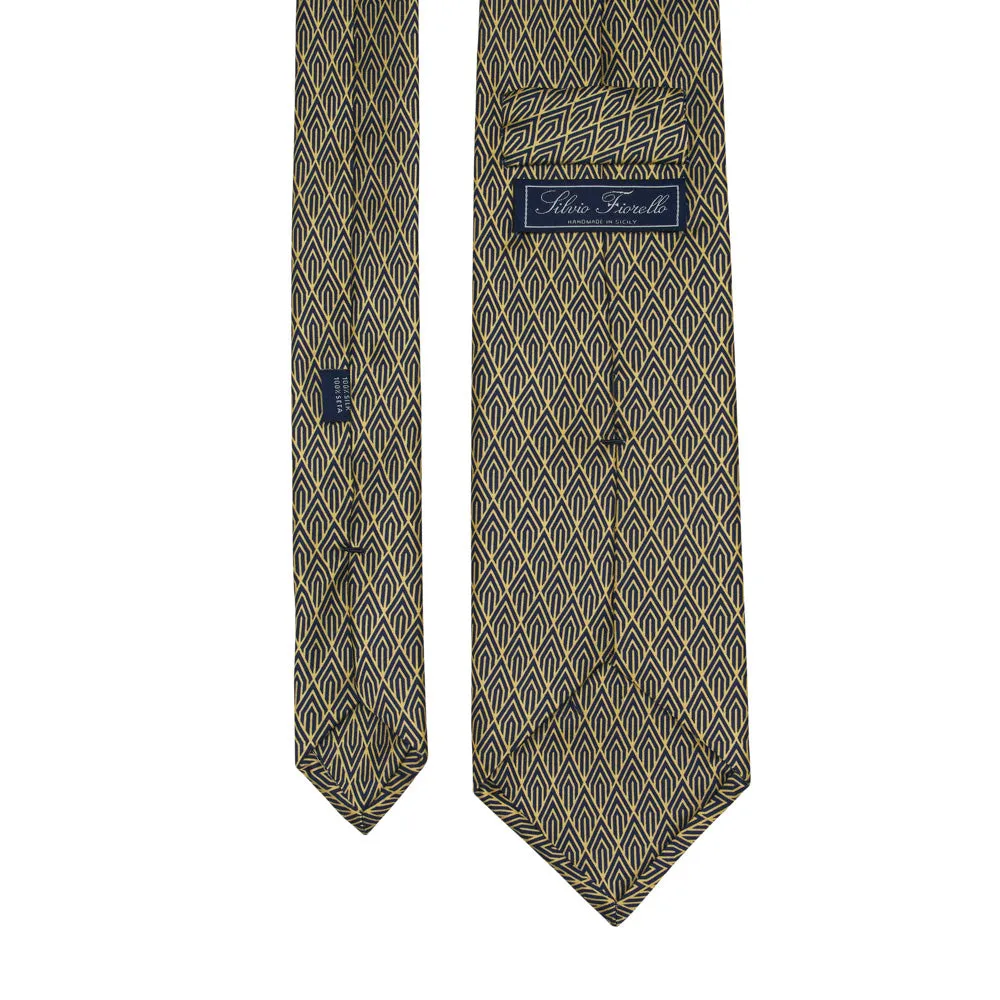 Yellow and Blue Metropolis Duchesse Silk Tie