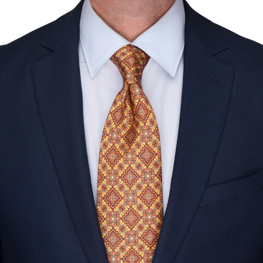 Yellow Medieval Art Duchesse Silk Tie